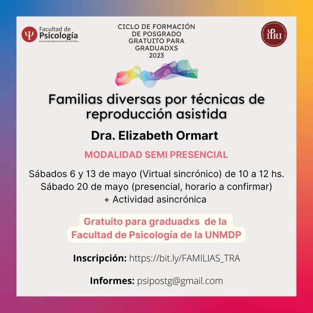 Flyer del curso Familias diversas por técnicas de reproducción asistida - Dra. Ormart