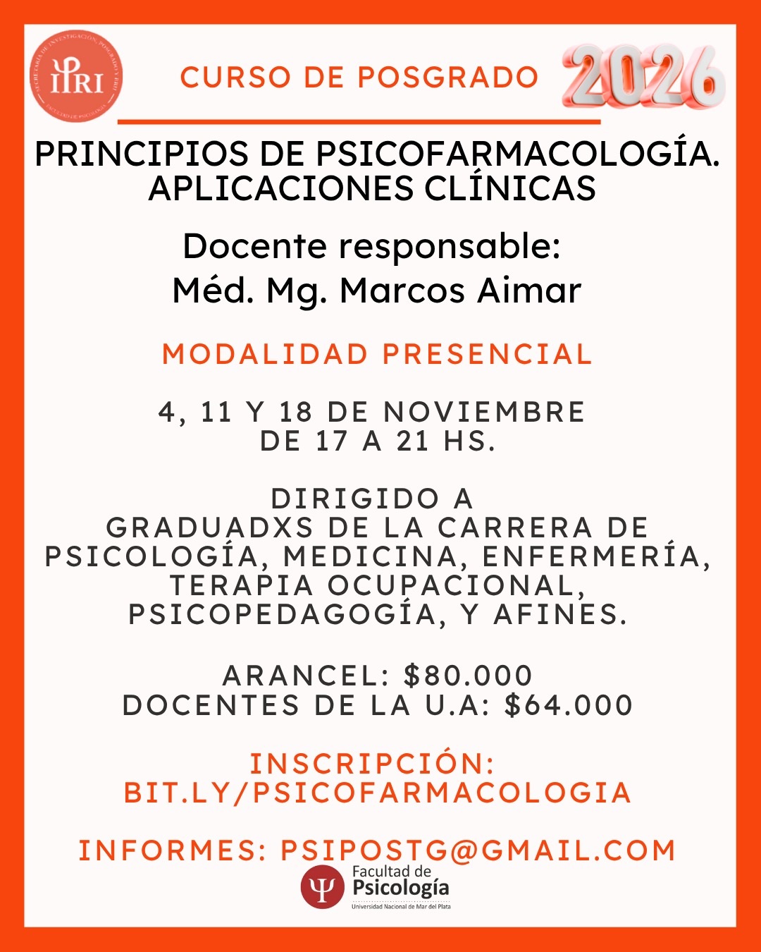 Principios de Psicofarmacología. Aplicaciones clínicas
