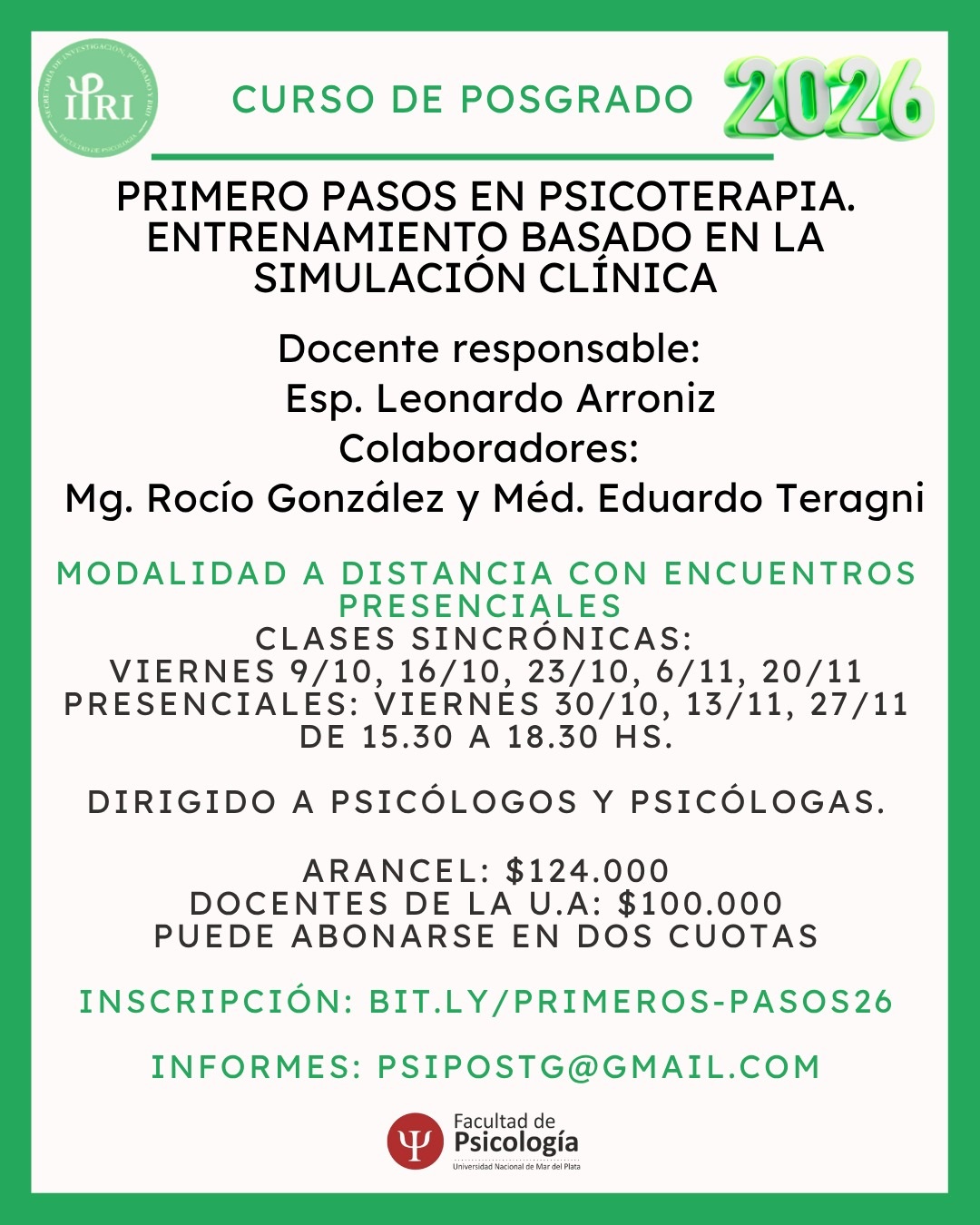 Primeros pasos en psicoterapia. Entrenamiento basado en la simulación clínica