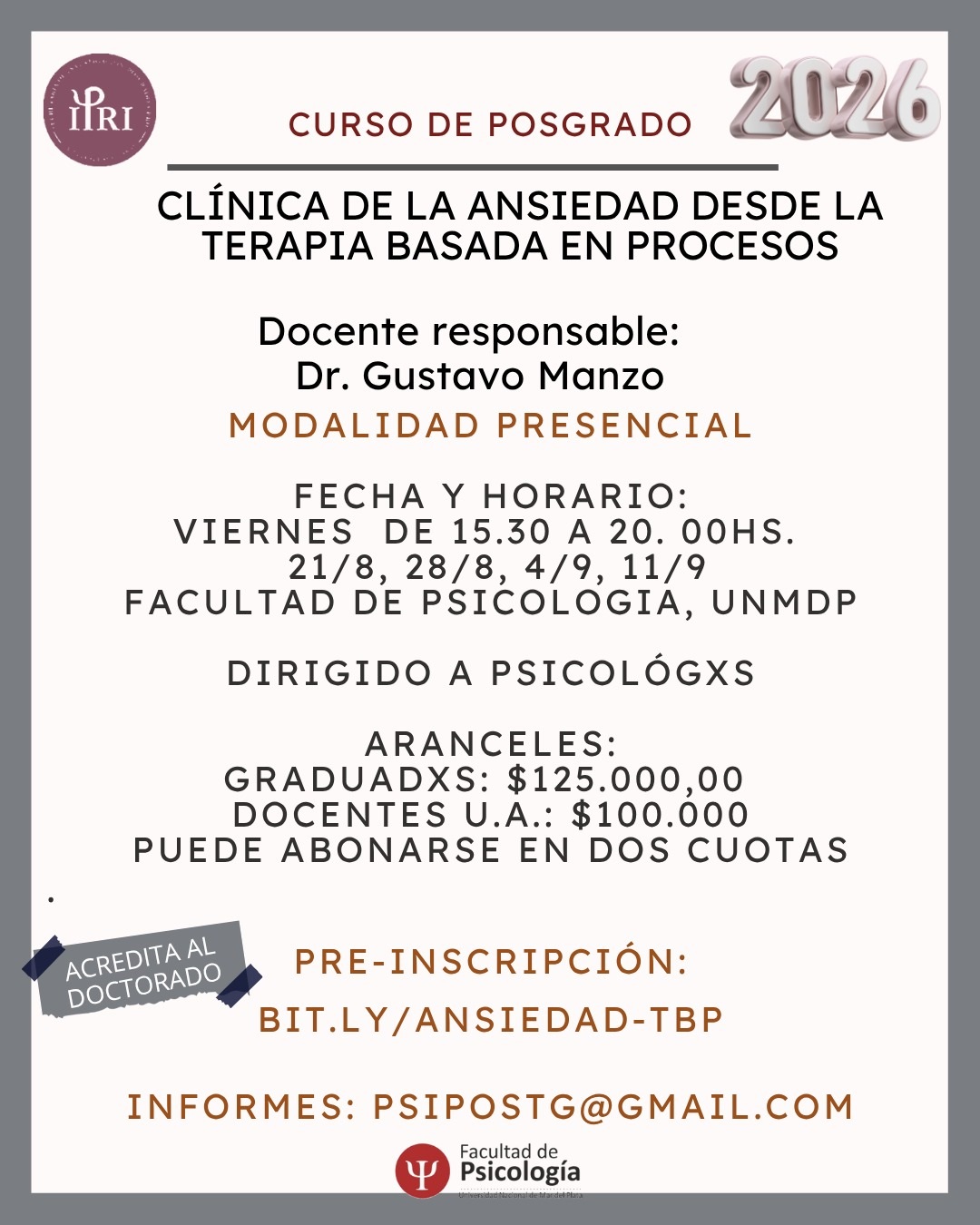 Clínica de la Ansiedad desde la Terapia Basada en Procesos